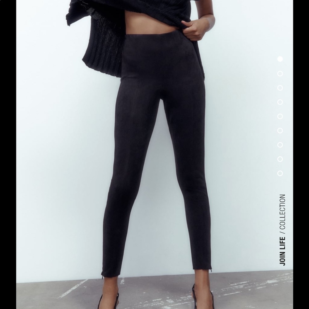 Zara Black Faux Suede Pants